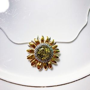 Amber sunflower necklace